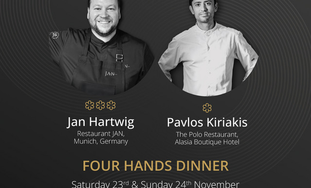 Four Hands Dinner: Ένα ανεπανάληπτο δείπνο από τονJan Hartwig και τον Παύλο Κυριακή έρχεταιστο Polo Bar Restaurant στο Alasia Boutique Hotel